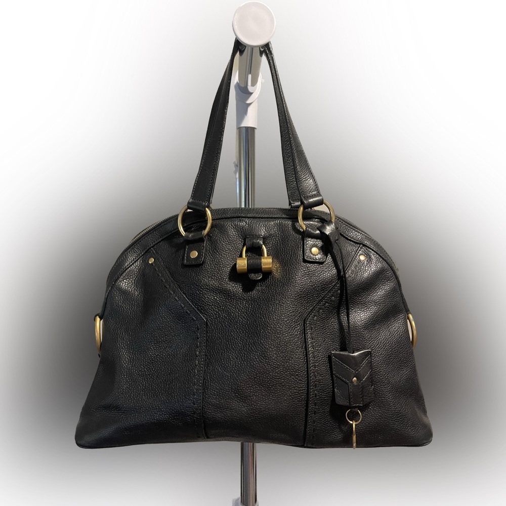 Yves Saint Laurent Rive Gauche Muse Black Leather Shoulder Bag